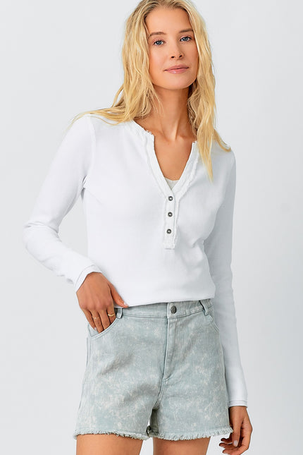 Piper Washed Thermal Henley Top Off white front