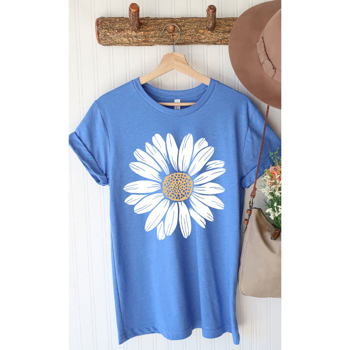 Blooming Daisy Graphic Tee Shirt royal blue