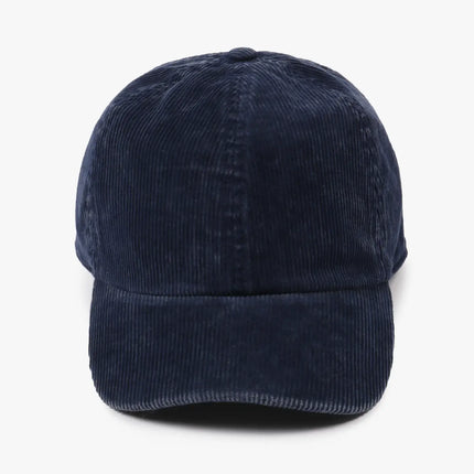 Solid Acid Wash Cotton Corduroy Fall Winter Baseball Cap - Navy