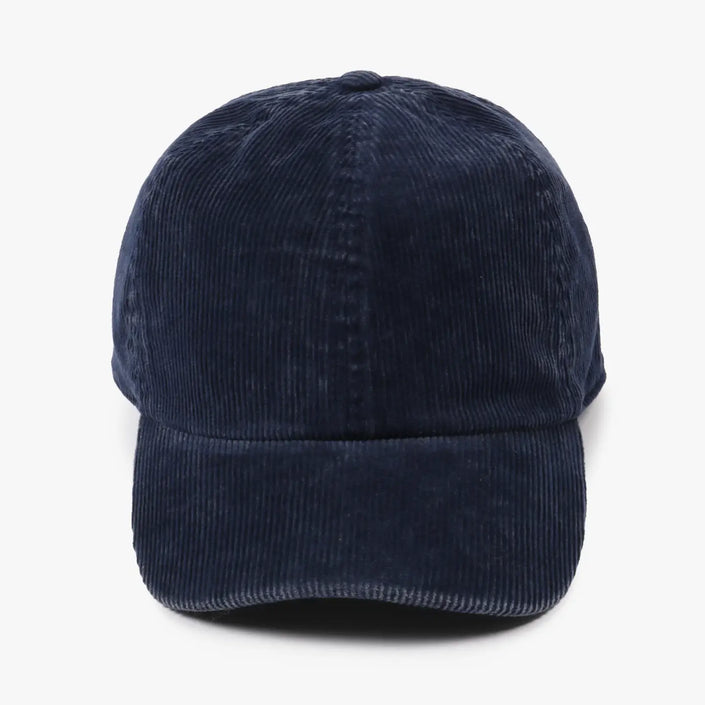 Solid Acid Wash Cotton Corduroy Fall Winter Baseball Cap - Navy