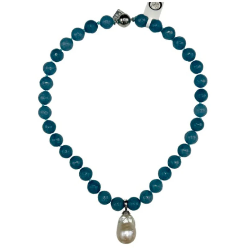 120-14-S| SMOKY BLUE QUARTZ W/ WILD PEARL DROP