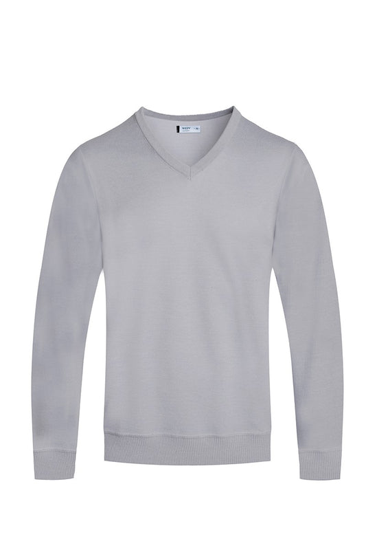 Men's Solid Color V-Neck Pullover - Grey