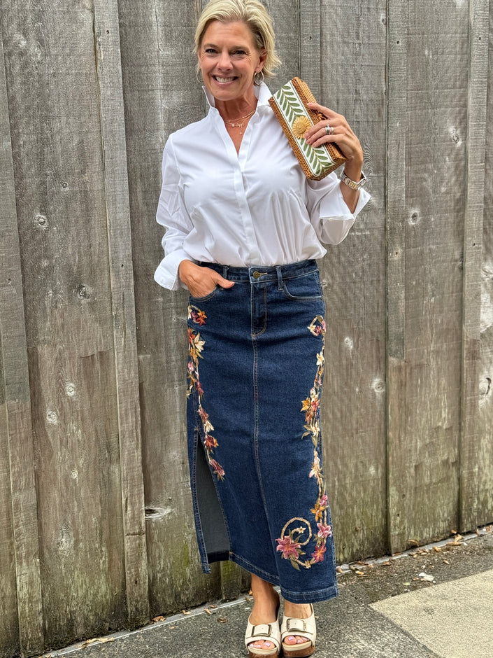 SVETLANKA LONG DENIM SKIRT X Lillies