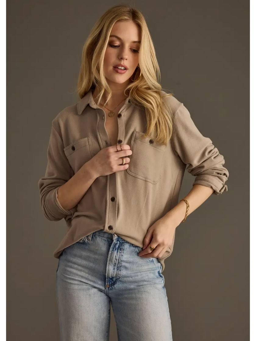 Taupe Super Soft Button Up 