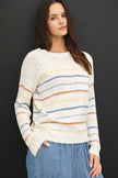 Multi Color Slub Sweater Top blue 