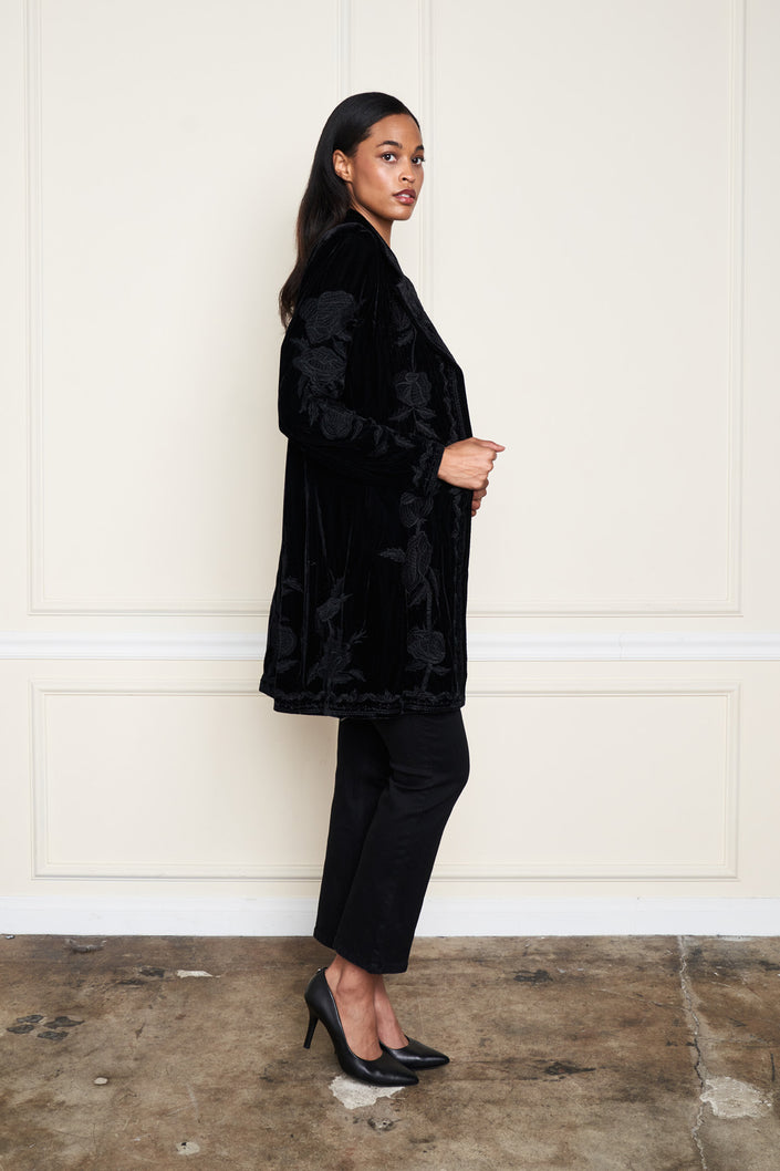 LADIES' LONG COAT W/ EMBROIDERY