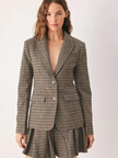 A Woven Mini-Houndstooth Pattern Blazer