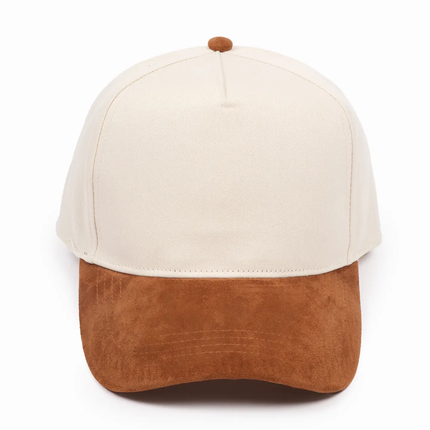 SUEDE BRIM 5 Panel Baseball Cap - Cognac