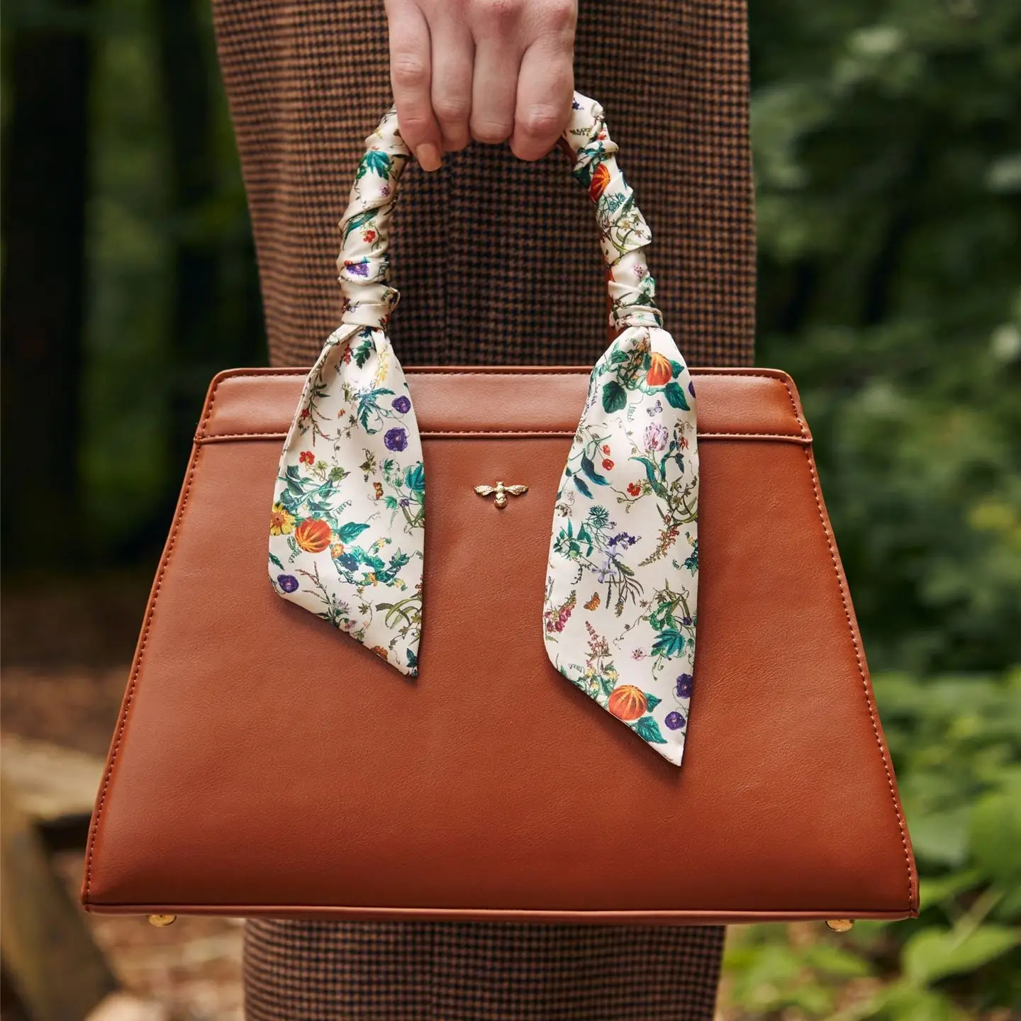 Pumpkin Tan Tote Purse styled/scale