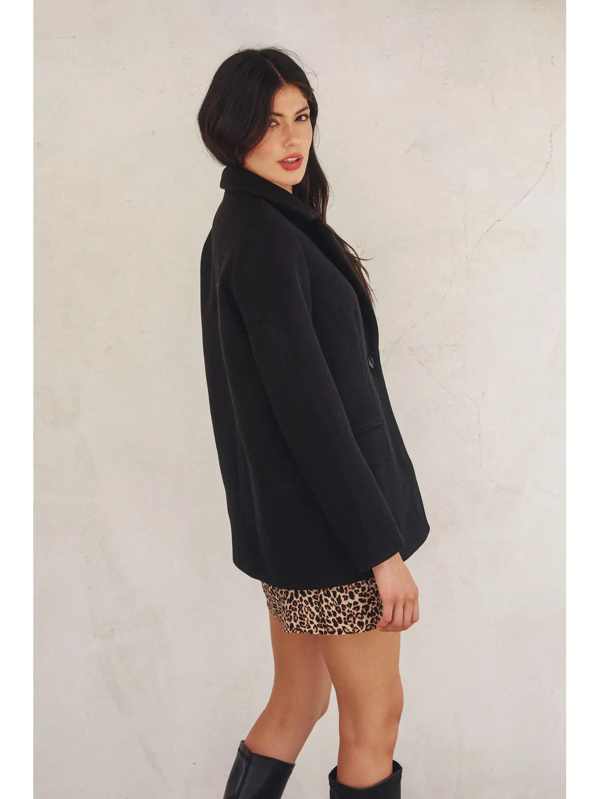 Oversized One Button Woven Blazer