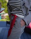 Pipo Pants, navy ecru strip-detail