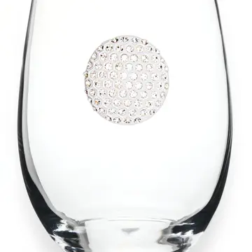 Golf Ball Jeweled Stemless Wine Glass