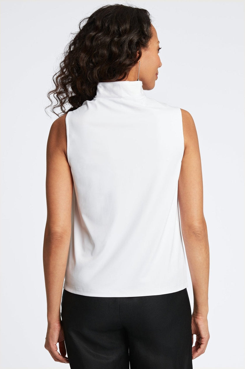 Tammy Knit-Woven Ruffle Collar Sleeveless Layering Tank white back