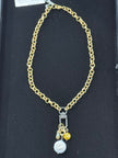 Textured Gold Chain with Lock and Pearl Coin nw 23 59