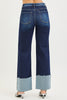 High Rise Ankle Wide Cuffed Jeans