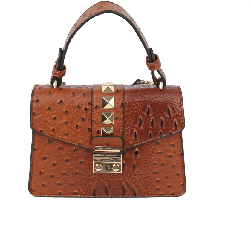 Women's Satchel Purse - Vegan Leather congnac front