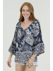 Scoop NeckTie Front LS Crochet Top