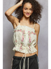 Carry Embroidered Trim Solid Top, cream-front