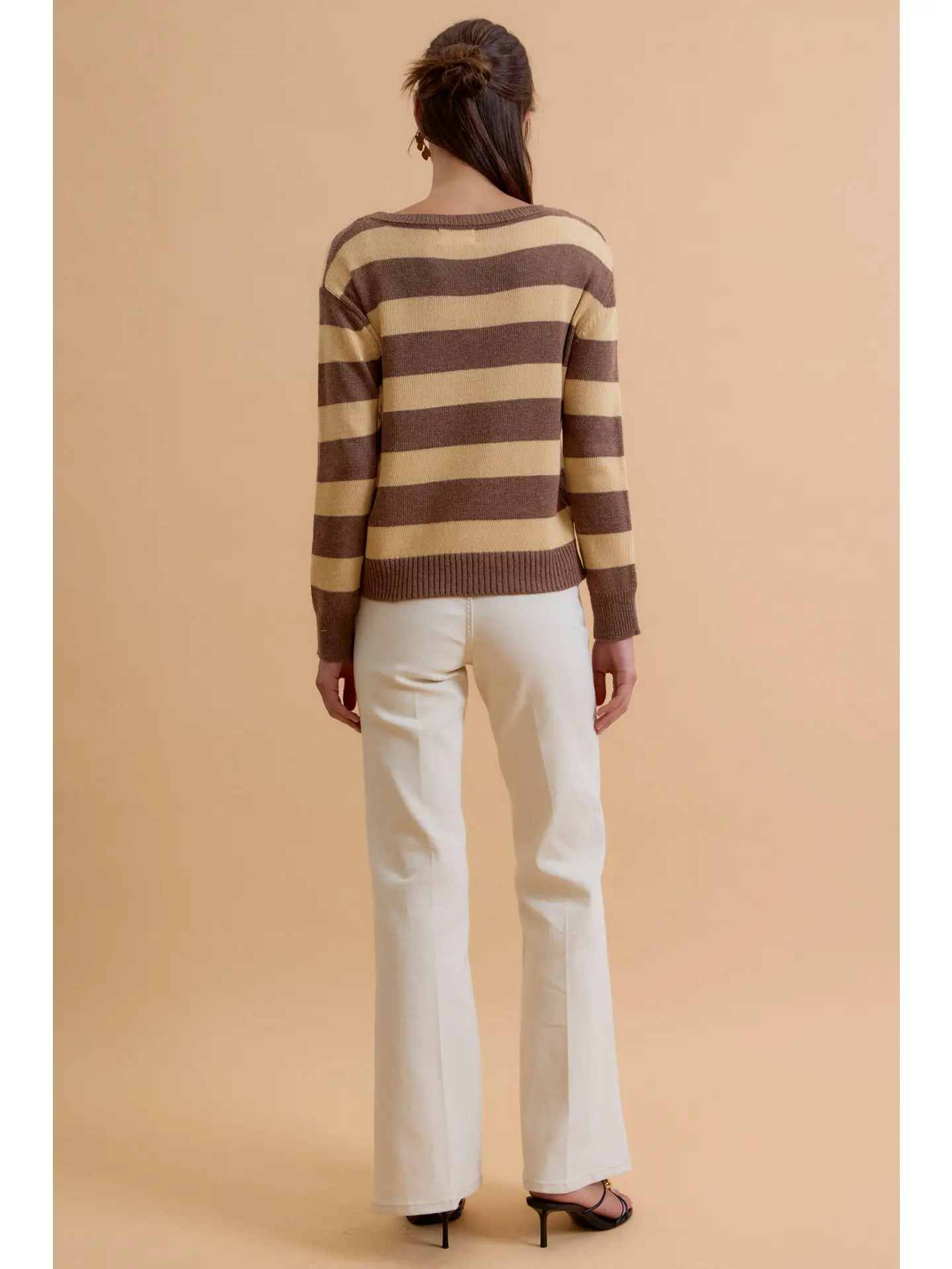 Angora Blend Relaxed Fit Wide Striped Sweater