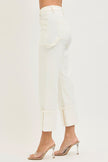High Rise Straight Turn Up Cuffed Patch Pocket cream side