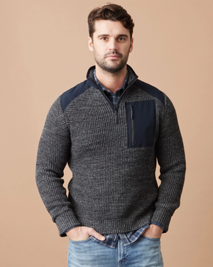 Ventura 1/4 Zip Mixed Media Mock Neck Sweater