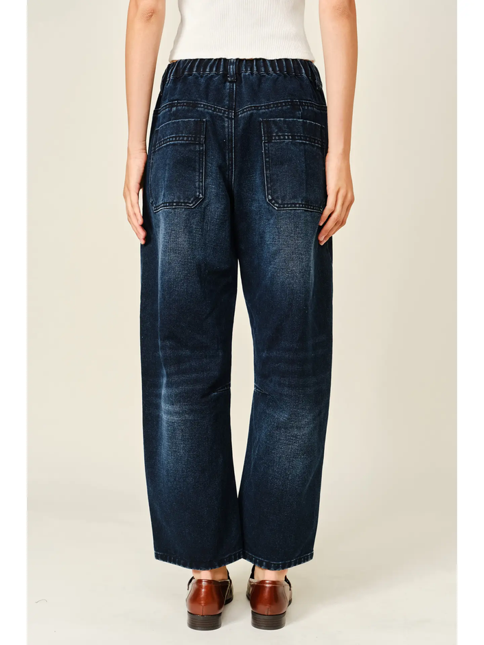 Dark Washed Barrel Jean