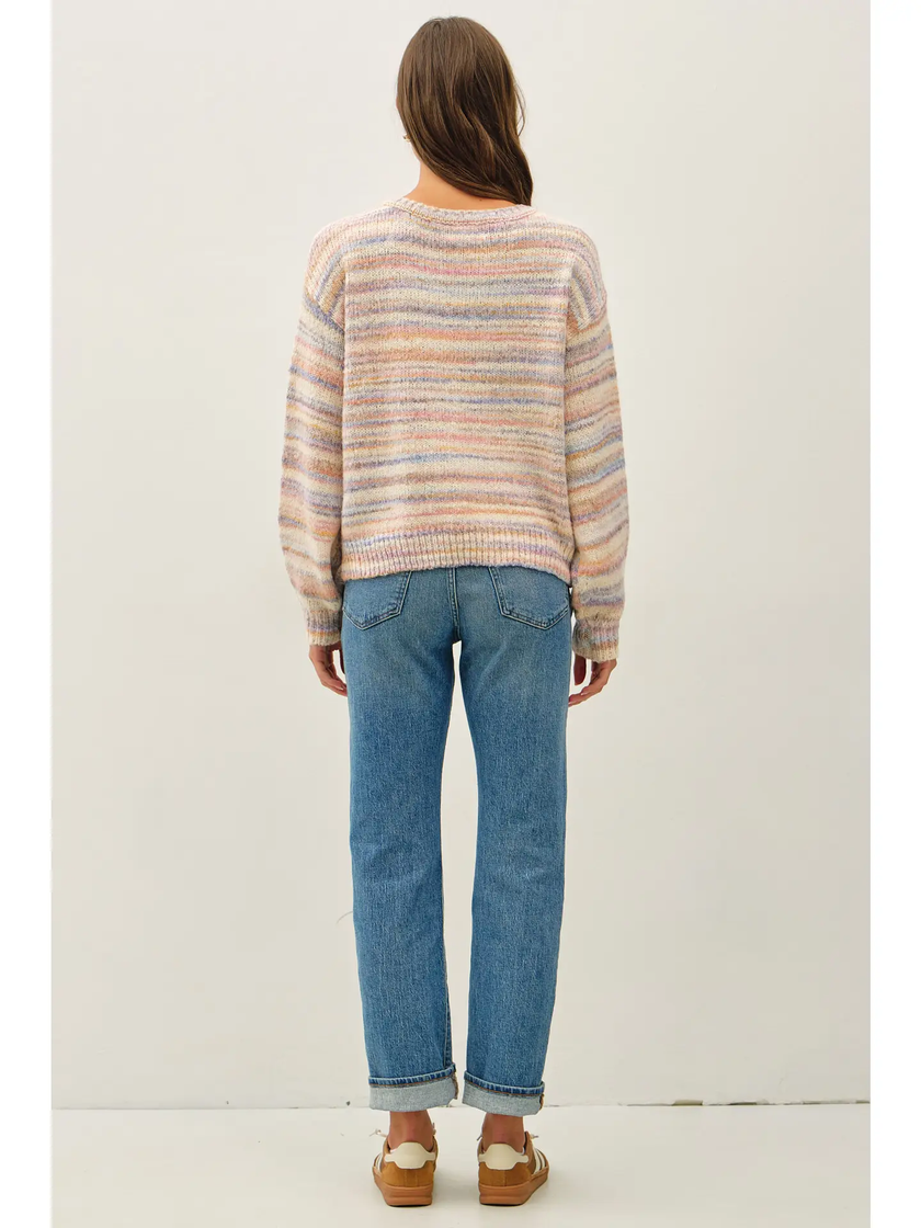 Wide Neck Drop Shoulder Sweater, mocha combo-back