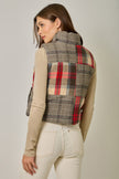 Janet Mixed Puffer Vest, brown-back