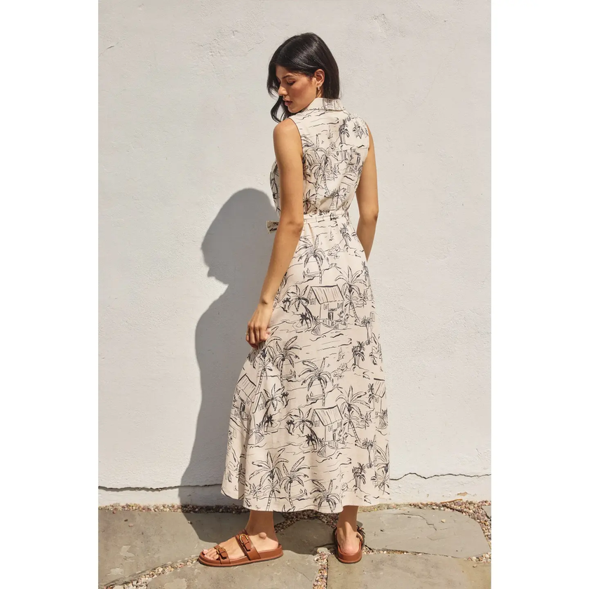 Sail Away with Me Sleeveless Shirt Dress oceanside back