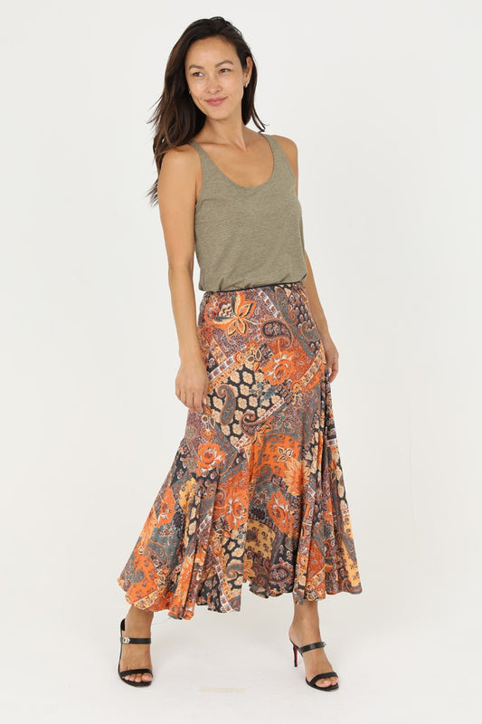 Geena Printed Maxi Skirt | Sunset