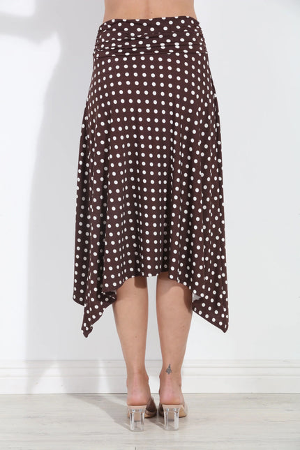 Charlie Bias Cut MIDI Skirt, brown/white-back