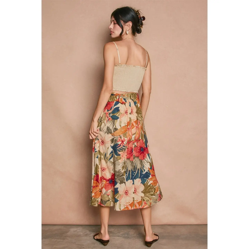 Countryside Bird Buckled A Line Midi Skirt back