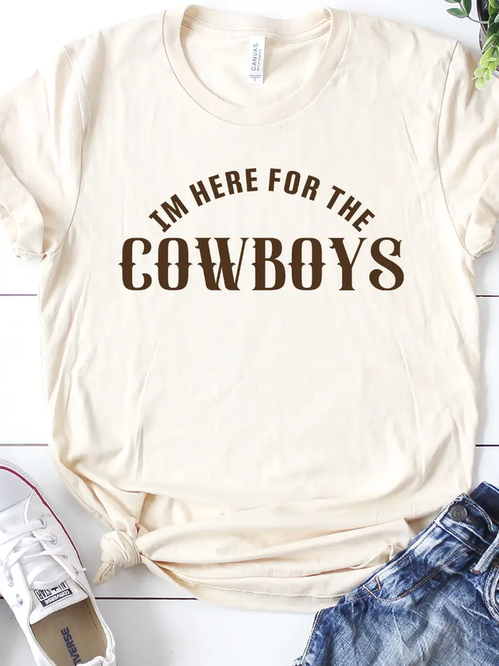 Here for the Cowboys Graphic Tee cream front