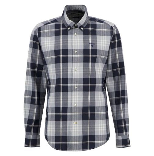 Barbour Edgar Tailored Check Shirt, mineral blue-front
