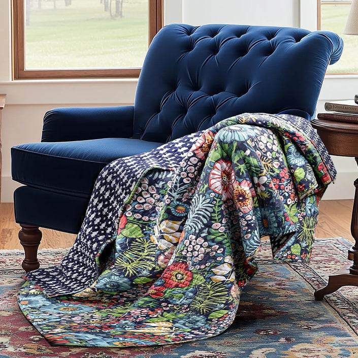 Night Garden Quilted Throw-Multi