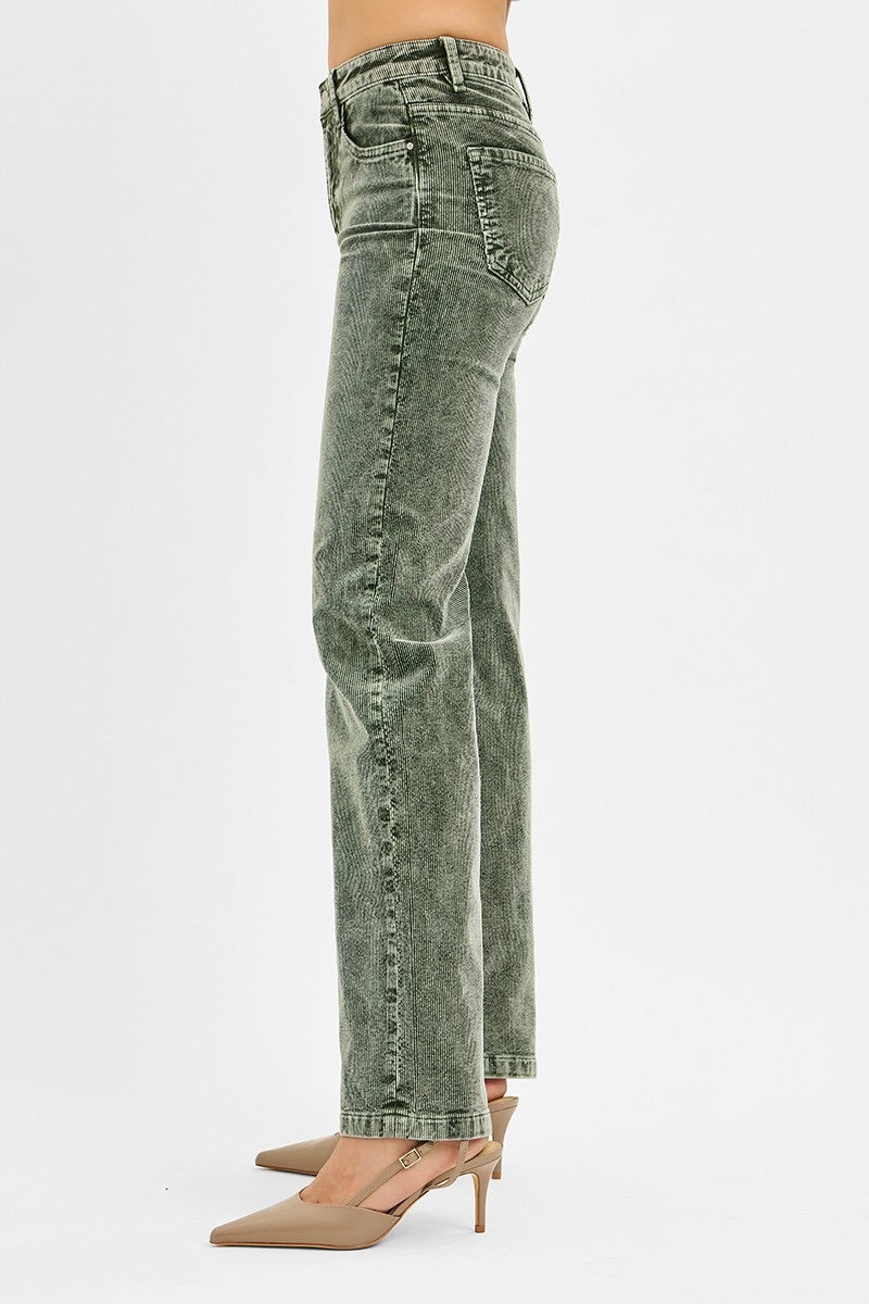 Mid Rise Straight Leg Corduroy Pants - TC