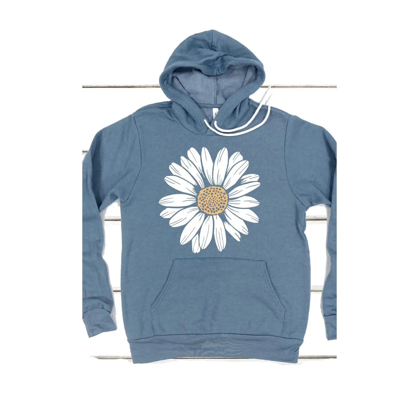 Daisy Flower Spring Floral Summer Bloom Blossom Hoodie heather slate front