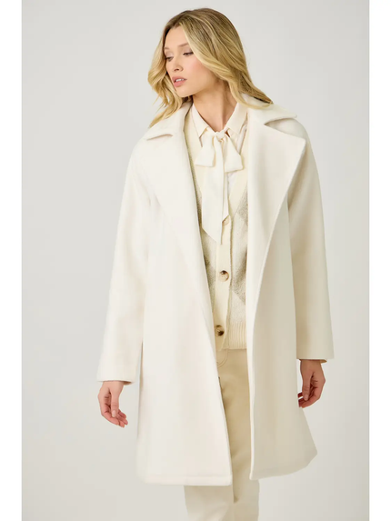 LAPEL COLLAR ROBE COAT snow white front