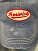 AMERICA embroidery Patch Distressed Baseball Cap - Denim
