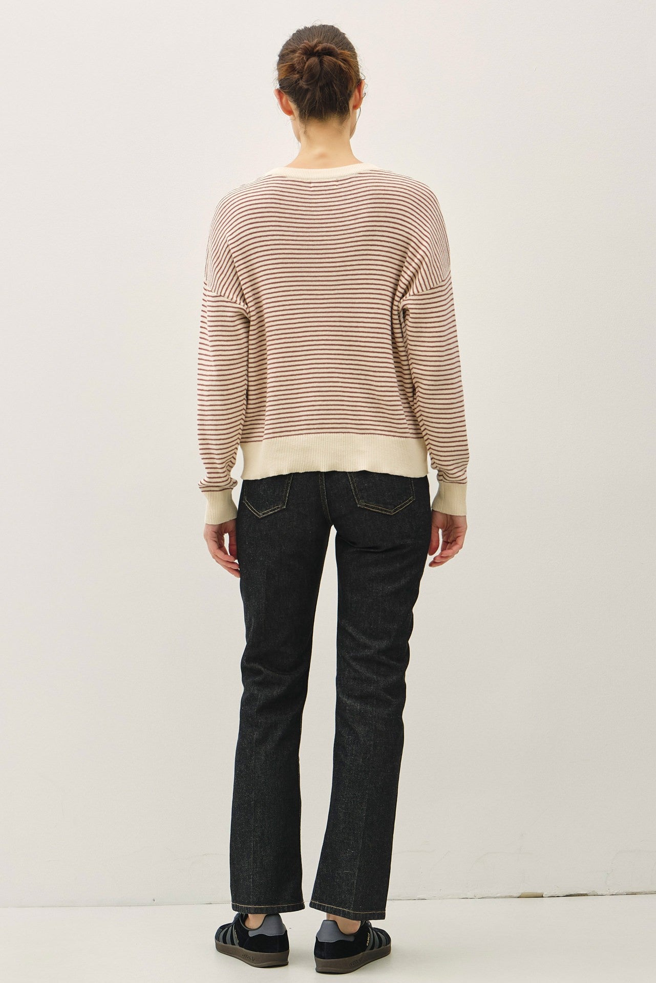 Lightweight Striped Longsleeve Sweater with Acccents