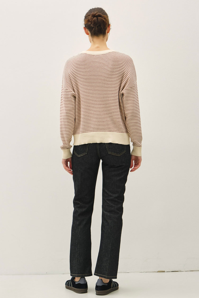 Lightweight Striped Longsleeve Sweater with Acccents back