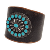 Genuine Distressed Leather Cuff with Western Concho - Black