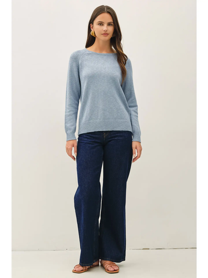 Slub LS Sweater Top, slate-front
