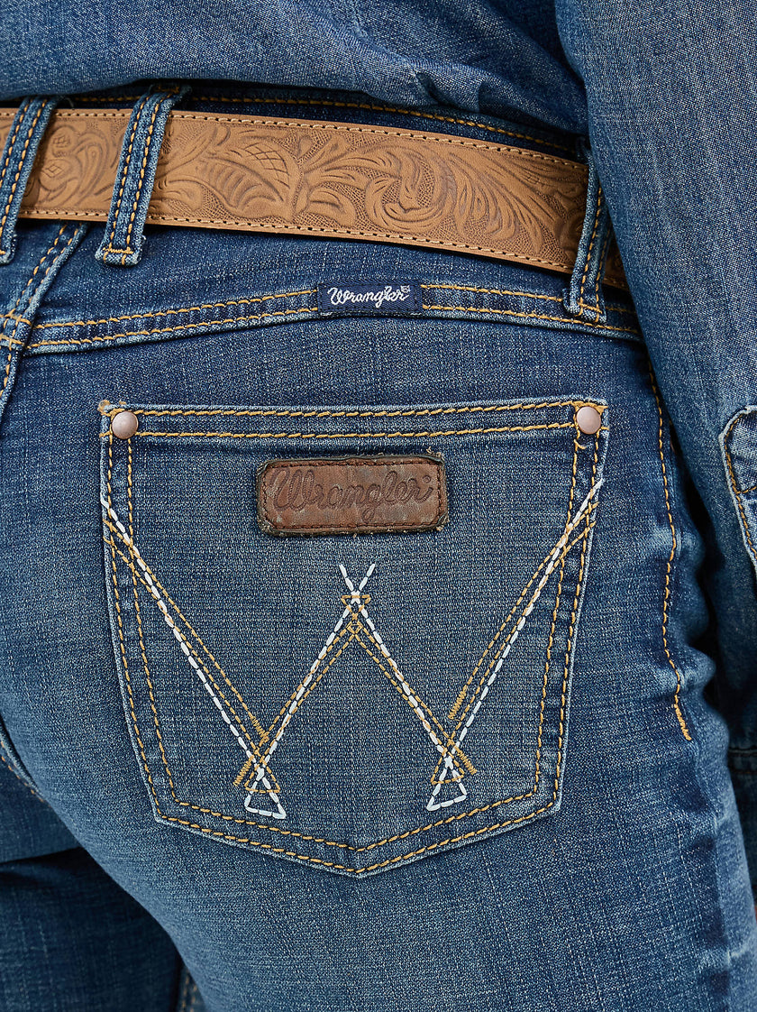 Wrangler Retro Mae Mid Rise Bootcut Jean back pocket close up