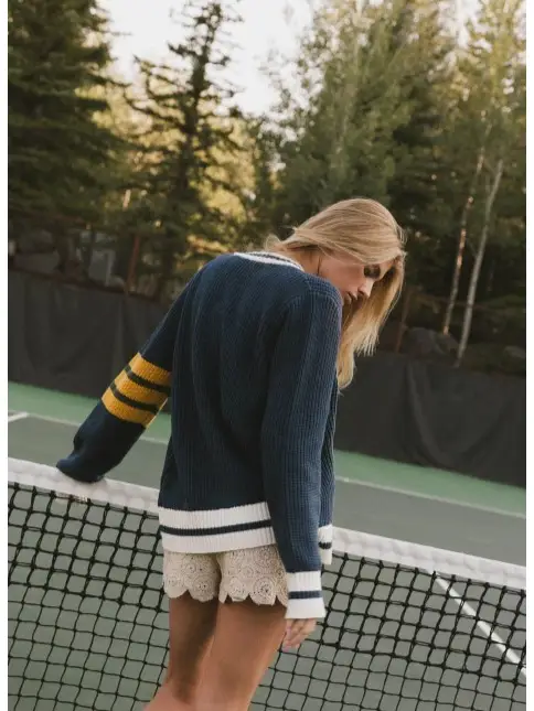 Varsity Cotton Blend Oversized Cardigan