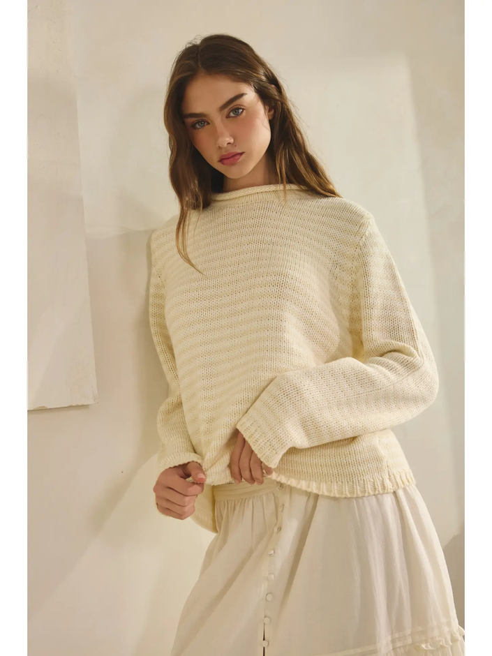 Everyday Cozy Stripe Knit Sweater butter lemon