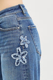 Oregon Flower Slouchy Crop Barrel Jeans dark wash-detail