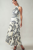 Deloris All Over Printed Halter Neck Tiered Maxi