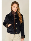 Cord Pocket Jacket with Plaid Cuffs midnight front