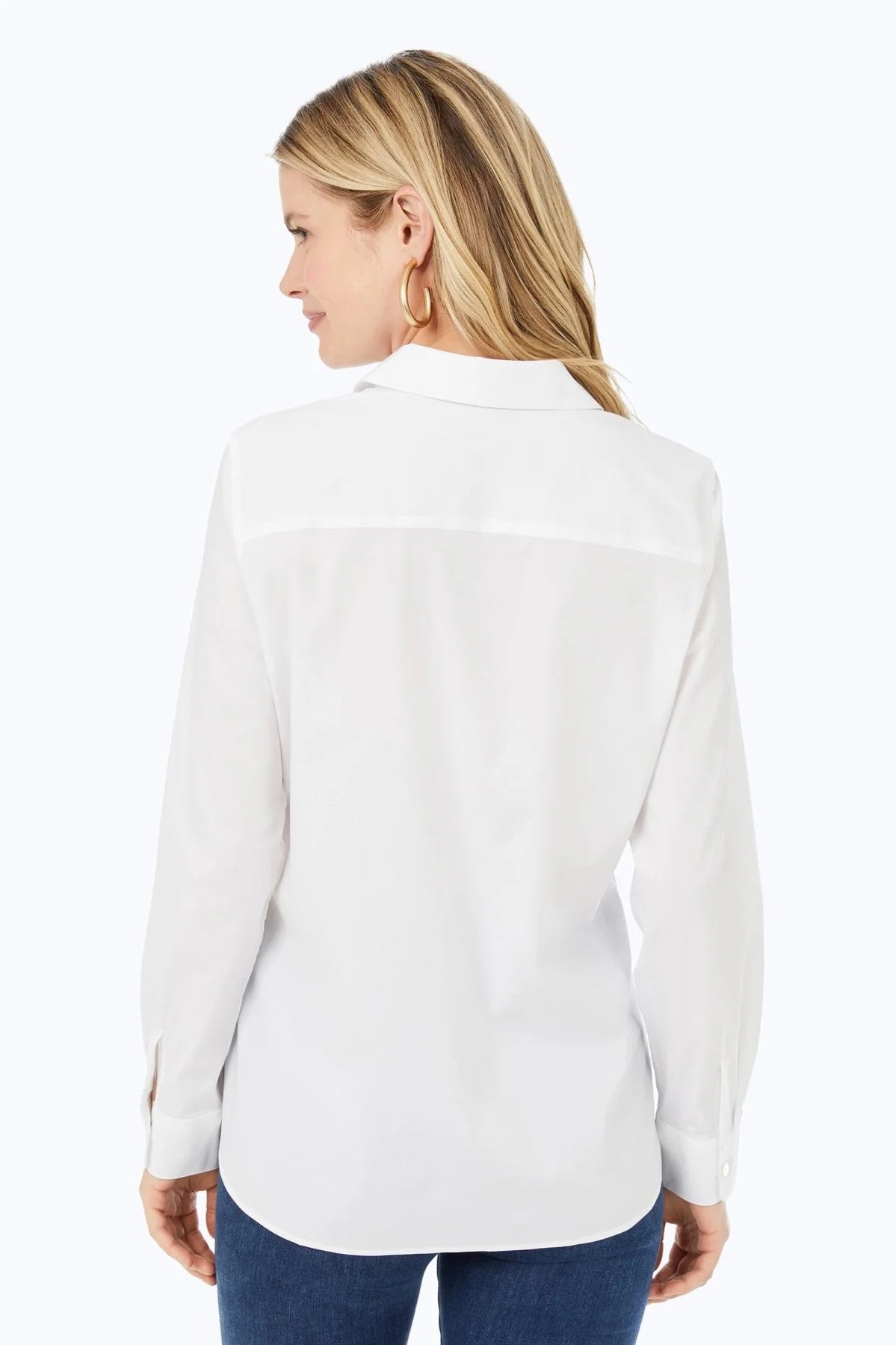 Kylie No Iron Stretch Long Sleeve Shirt white back